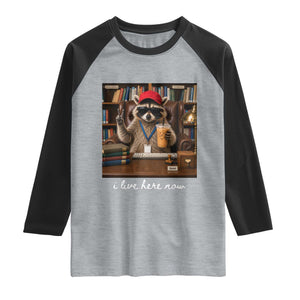 School Librarian Raglan Shirt I Live Here Now Back to School TS14 Heather Gray Black Print Your Wear