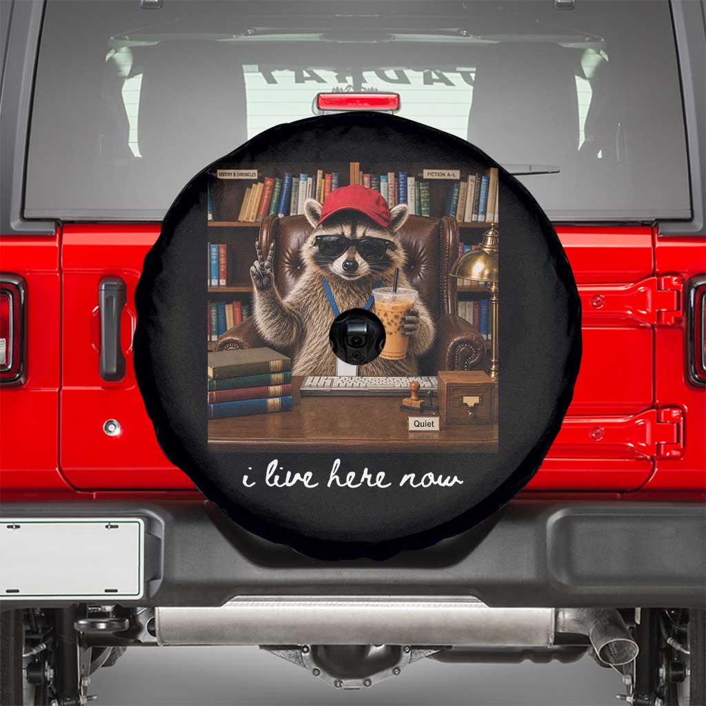 School Librarian Spare Tire Cover I Live Here Now Back to School TS14 Black Print Your Wear