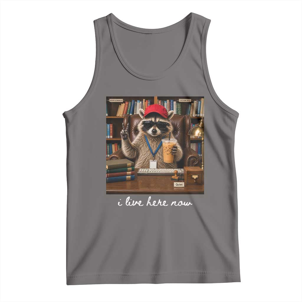School Librarian Tank Top I Live Here Now Back to School TS14 Deep Heather Print Your Wear