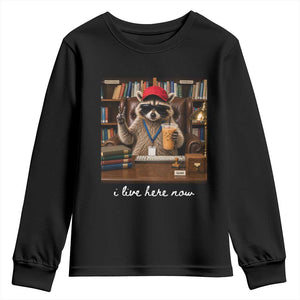 School Librarian Youth Sweatshirt I Live Here Now Back to School TS14 Black Print Your Wear