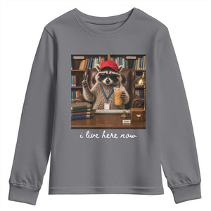 School Librarian Youth Sweatshirt I Live Here Now Back to School TS14 Charcoal Print Your Wear