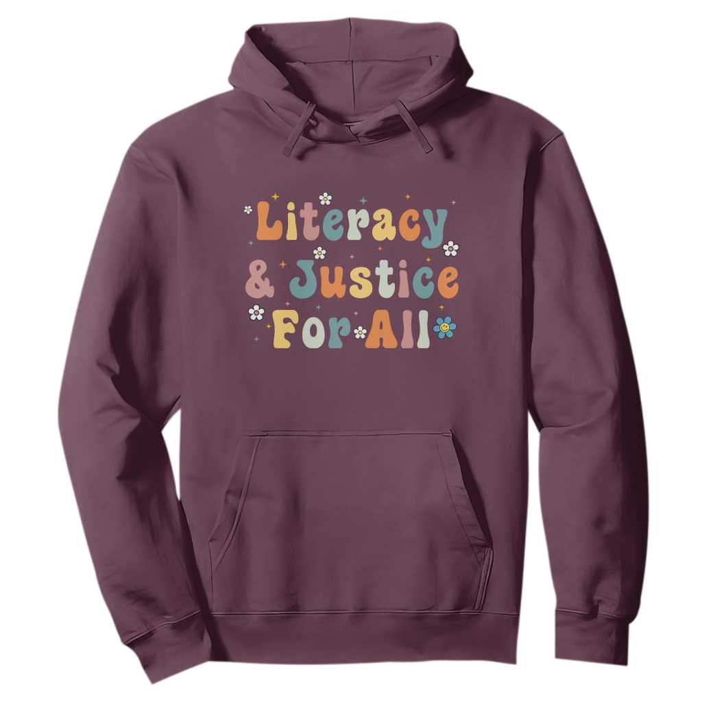 Literacy Justice for All Stop Book Banning Protect Librarian Hoodie TS14 Maroon Print Your Wear