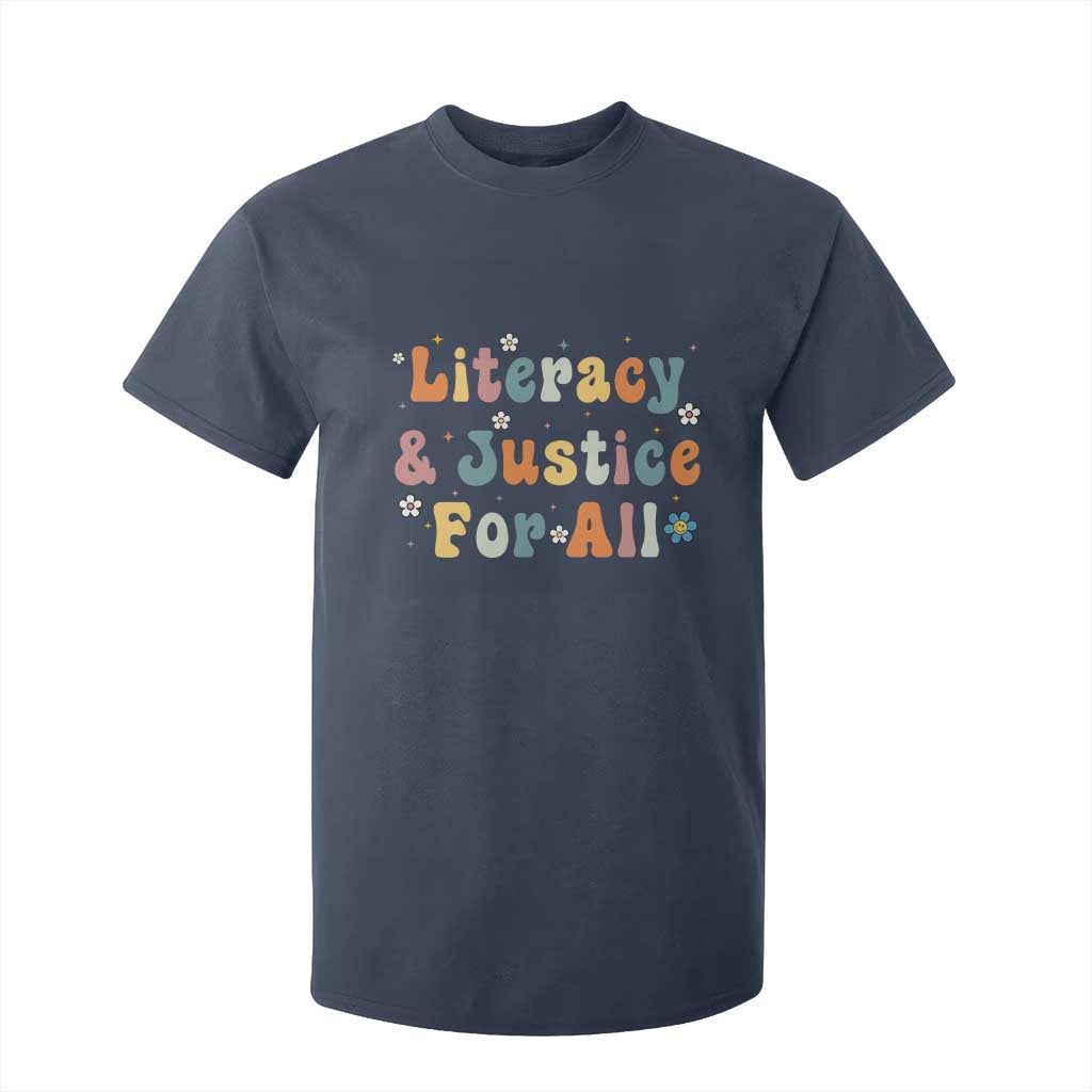 Literacy Justice for All Stop Book Banning Protect Librarian T Shirt For Kid TS14 Navy Print Your Wear