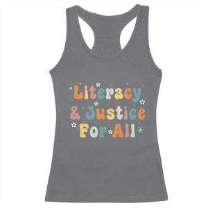 Literacy Justice for All Stop Book Banning Protect Librarian Racerback Tank Top TS14 Charcoal Print Your Wear