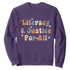 Literacy Justice for All Stop Book Banning Protect Librarian Sweatshirt TS14 Purple Print Your Wear