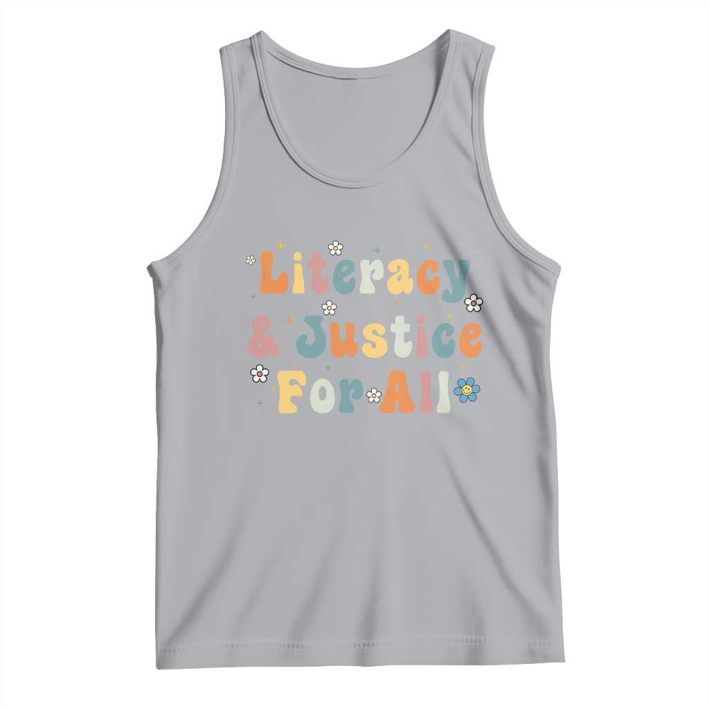 Literacy Justice for All Stop Book Banning Protect Librarian Tank Top TS14 Athletic Heather Print Your Wear