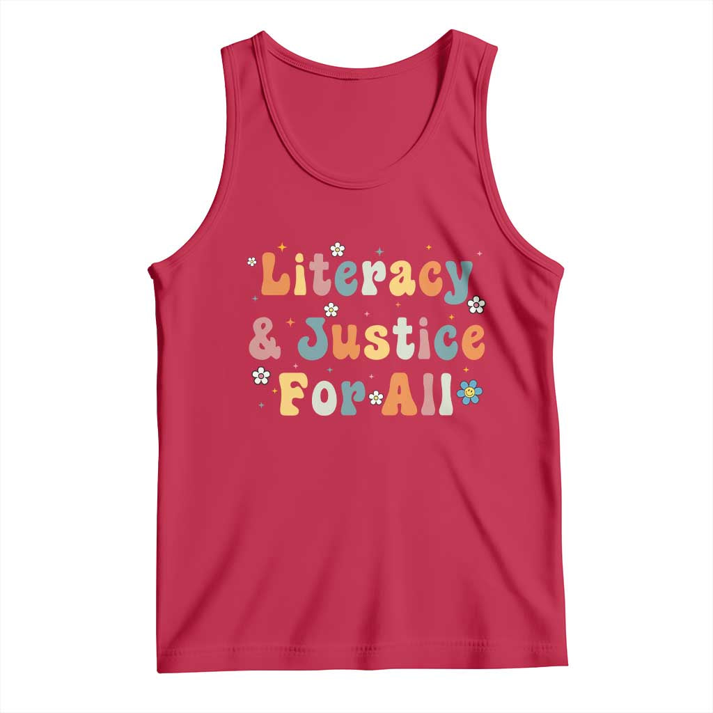 Literacy Justice for All Stop Book Banning Protect Librarian Tank Top TS14 Red Print Your Wear