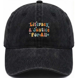 Literacy Justice for All Stop Book Banning Protect Librarian Washed Cotton Baseball Cap TS14 Print Your Wear