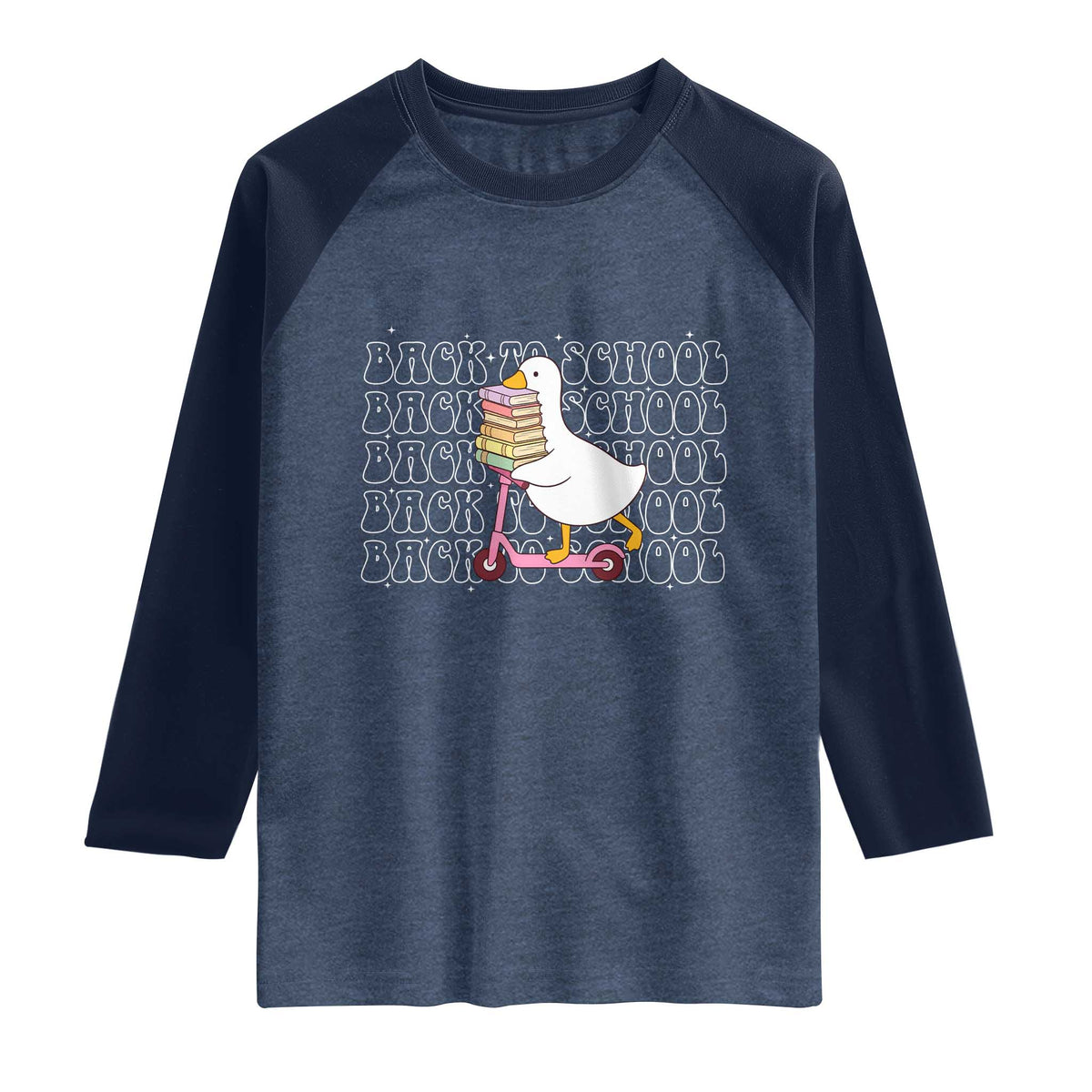 School Bus Driver Welcome Back to School Raglan Shirt TS14 Heather Denim Navy Print Your Wear