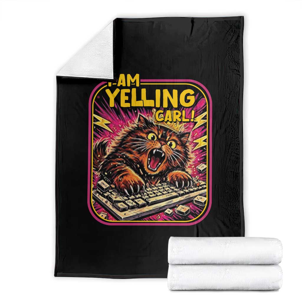 Funny I Am Yelling Carl Throw Blanket Screaming Donut Cat Meme TS14 Black Print Your Wear