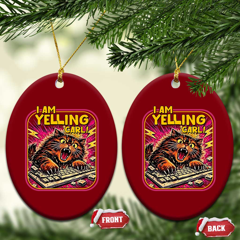 Funny I Am Yelling Carl Ceramic Ornament Screaming Donut Cat Meme TS14 Print Your Wear