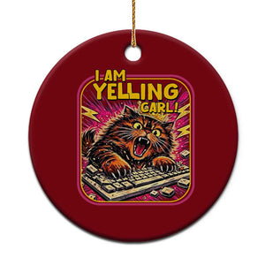 Funny I Am Yelling Carl Ceramic Ornament Screaming Donut Cat Meme TS14 1pc Red Print Your Wear