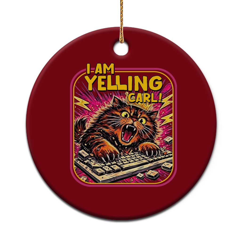 Funny I Am Yelling Carl Ceramic Ornament Screaming Donut Cat Meme TS14 1pc Red Print Your Wear