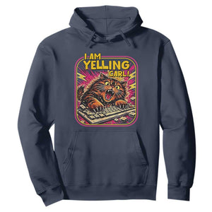 Funny I Am Yelling Carl Hoodie Screaming Donut Cat Meme TS14 Navy Print Your Wear