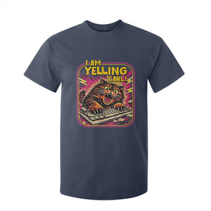 Funny I Am Yelling Carl T Shirt For Kid Screaming Donut Cat Meme TS14 Navy Print Your Wear
