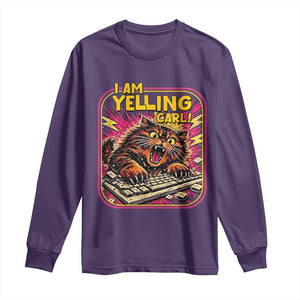 Funny I Am Yelling Carl Long Sleeve Shirt Screaming Donut Cat Meme TS14 Purple Print Your Wear