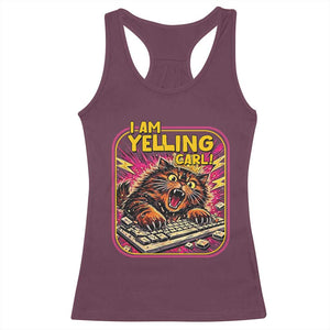 Funny I Am Yelling Carl Racerback Tank Top Screaming Donut Cat Meme TS14 Maroon Print Your Wear