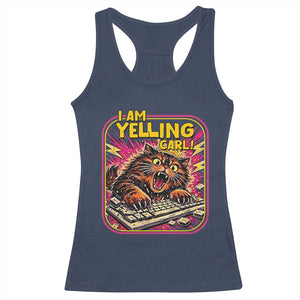 Funny I Am Yelling Carl Racerback Tank Top Screaming Donut Cat Meme TS14 Navy Print Your Wear