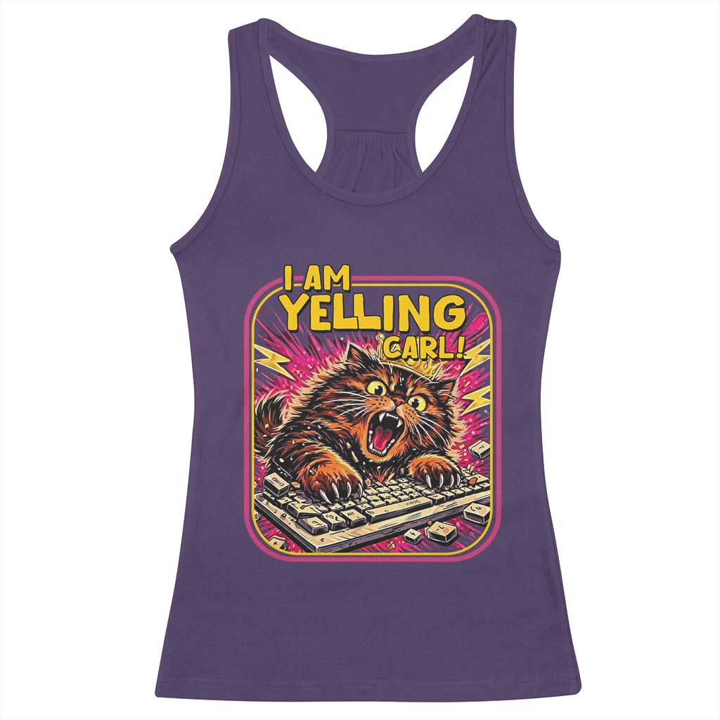 Funny I Am Yelling Carl Racerback Tank Top Screaming Donut Cat Meme TS14 Purple Print Your Wear