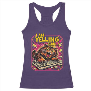 Funny I Am Yelling Carl Racerback Tank Top Screaming Donut Cat Meme TS14 Purple Print Your Wear