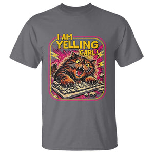 Funny I Am Yelling Carl T Shirt Screaming Donut Cat Meme TS14 Charcoal Print Your Wear