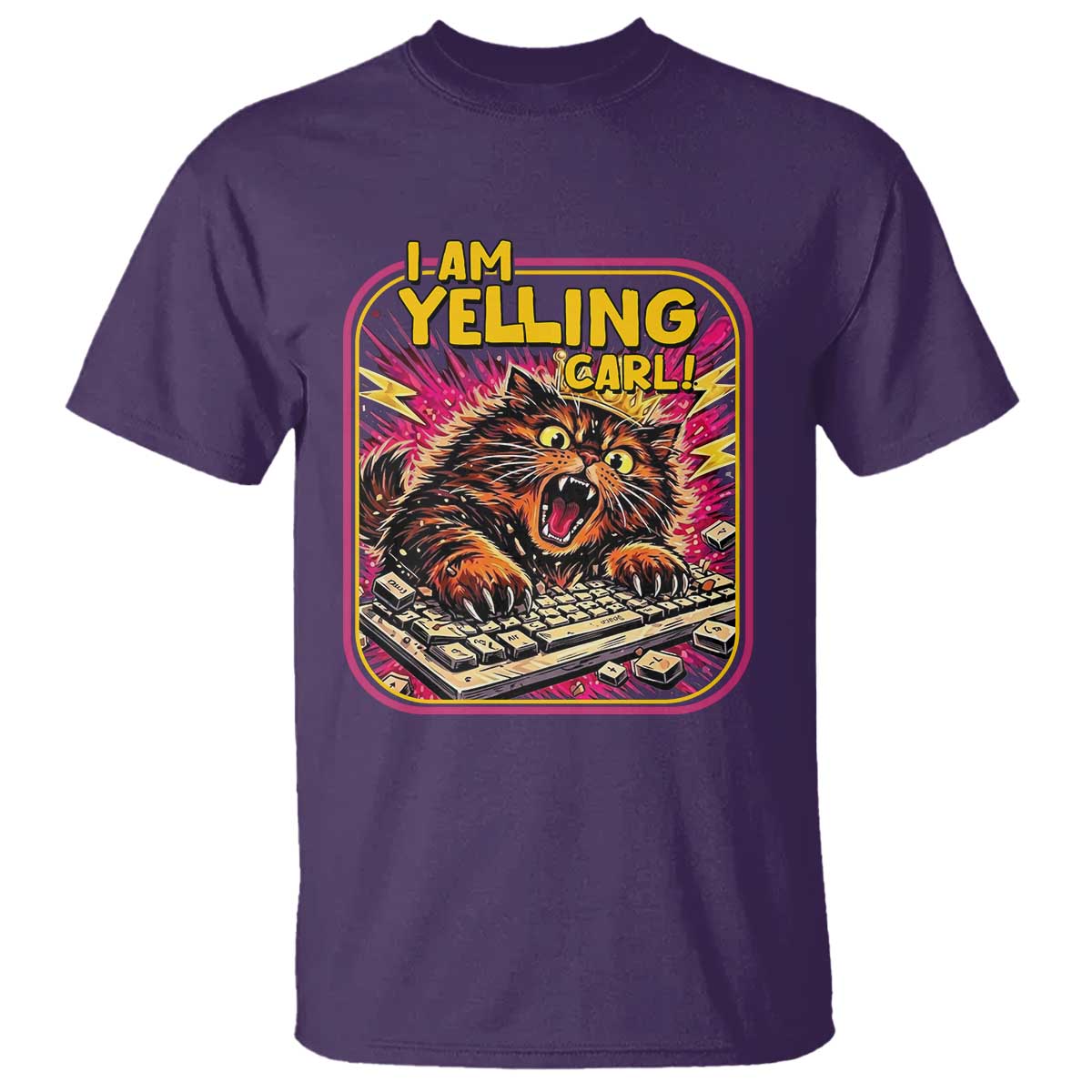Funny I Am Yelling Carl T Shirt Screaming Donut Cat Meme TS14 Purple Print Your Wear