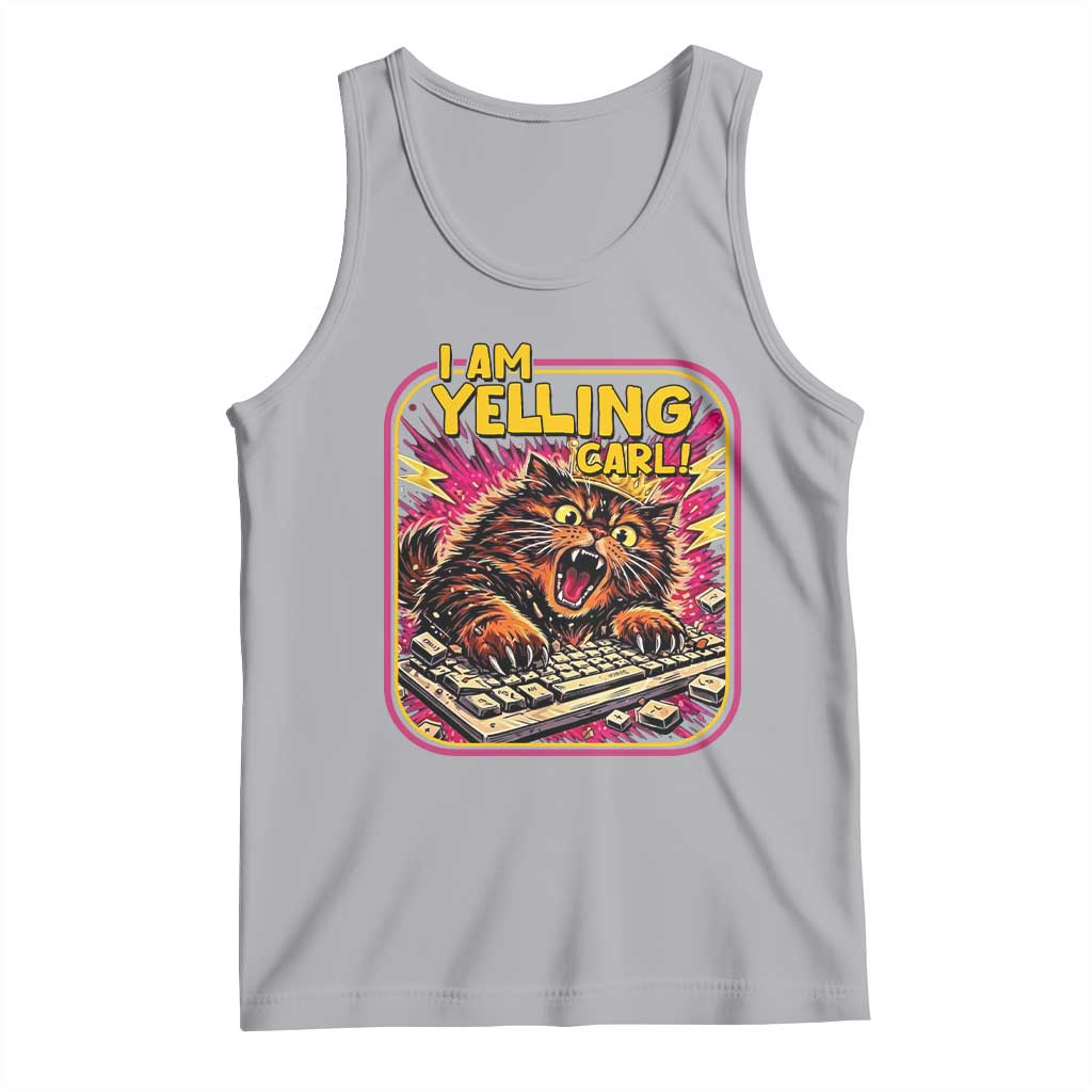 Funny I Am Yelling Carl Tank Top Screaming Donut Cat Meme TS14 Athletic Heather Print Your Wear