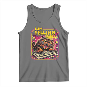 Funny I Am Yelling Carl Tank Top Screaming Donut Cat Meme TS14 Black Heather Print Your Wear