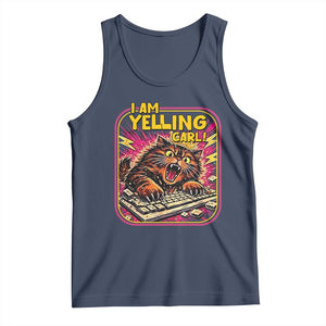 Funny I Am Yelling Carl Tank Top Screaming Donut Cat Meme TS14 Navy Print Your Wear