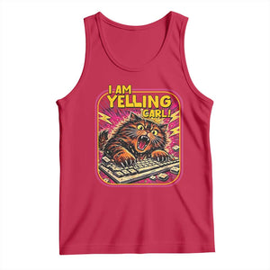 Funny I Am Yelling Carl Tank Top Screaming Donut Cat Meme TS14 Red Print Your Wear