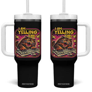 Funny I Am Yelling Carl Tumbler With Handle Screaming Donut Cat Meme TS14 One Size: 40 oz Black Print Your Wear