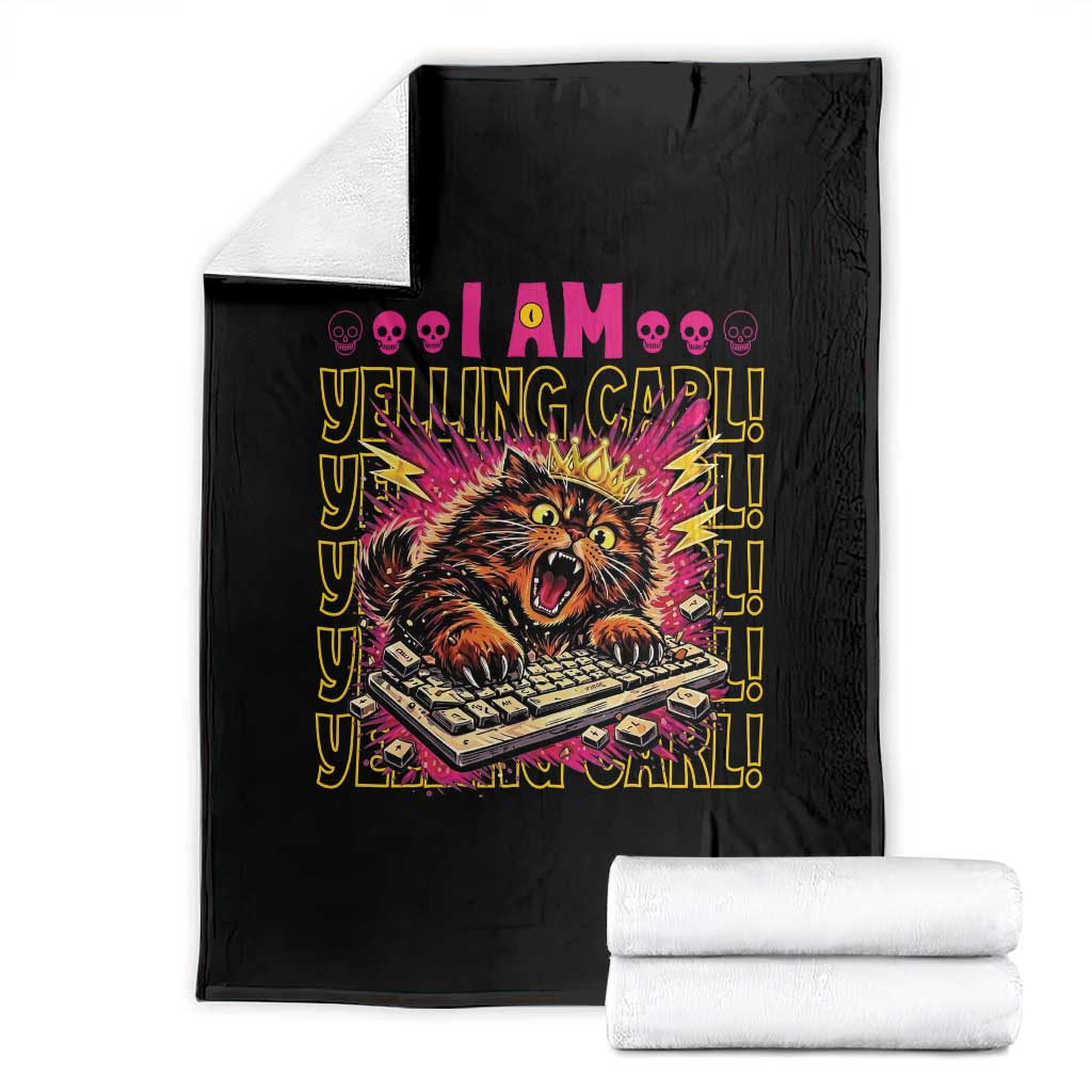 Funny I Am Yelling Carl Donut Cat Meme Throw Blanket TS14 Black Print Your Wear