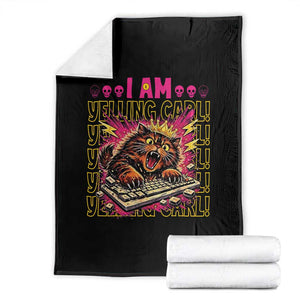 Funny I Am Yelling Carl Donut Cat Meme Throw Blanket TS14 Black Print Your Wear