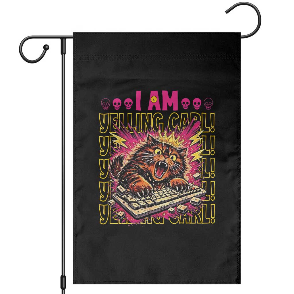 Funny I Am Yelling Carl Donut Cat Meme Garden Flag TS14 Black Print Your Wear