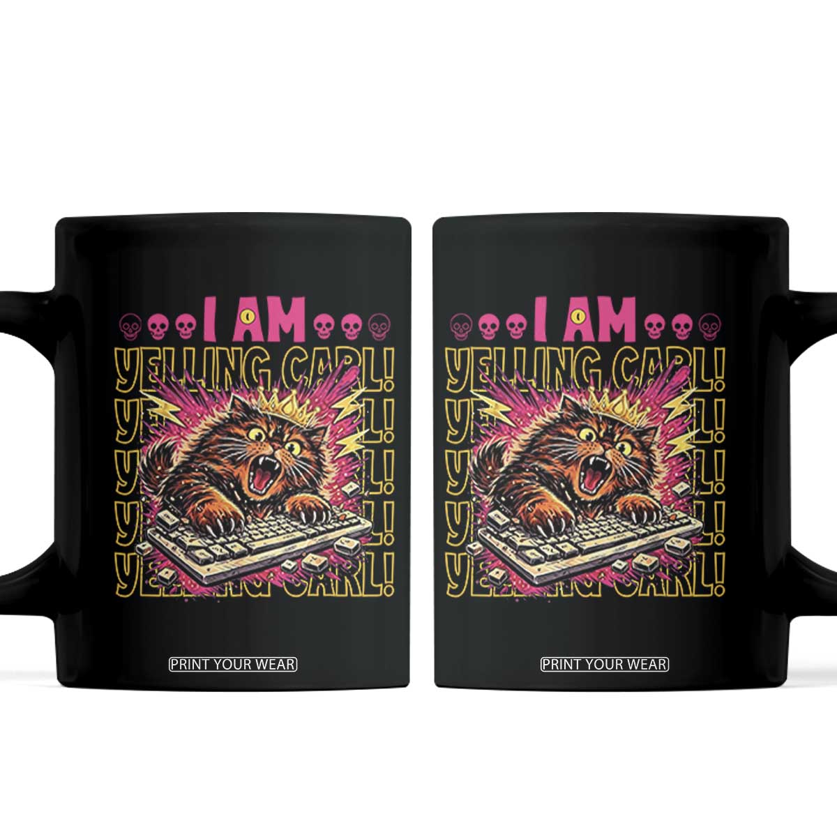 Funny I Am Yelling Carl Donut Cat Meme Coffee Mug TS14 Black Print Your Wear
