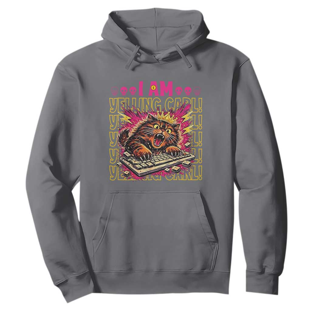 Funny I Am Yelling Carl Donut Cat Meme Hoodie TS14 Charcoal Print Your Wear