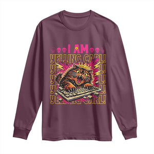 Funny I Am Yelling Carl Donut Cat Meme Long Sleeve Shirt TS14 Maroon Print Your Wear