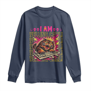 Funny I Am Yelling Carl Donut Cat Meme Long Sleeve Shirt TS14 Navy Print Your Wear