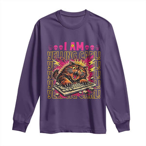 Funny I Am Yelling Carl Donut Cat Meme Long Sleeve Shirt TS14 Purple Print Your Wear