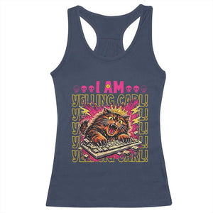 Funny I Am Yelling Carl Donut Cat Meme Racerback Tank Top TS14 Navy Print Your Wear