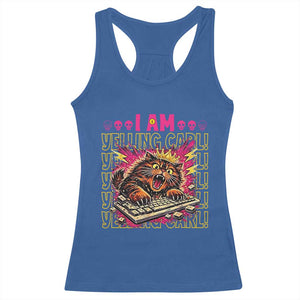 Funny I Am Yelling Carl Donut Cat Meme Racerback Tank Top TS14 Royal Blue Print Your Wear