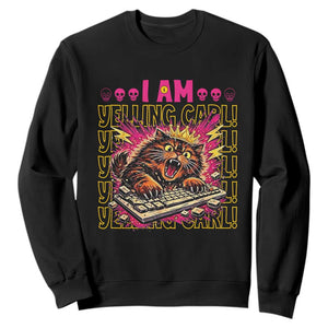 Funny I Am Yelling Carl Donut Cat Meme Sweatshirt TS14 Black Print Your Wear