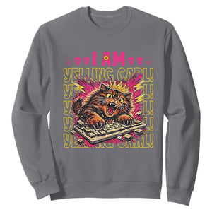 Funny I Am Yelling Carl Donut Cat Meme Sweatshirt TS14 Charcoal Print Your Wear