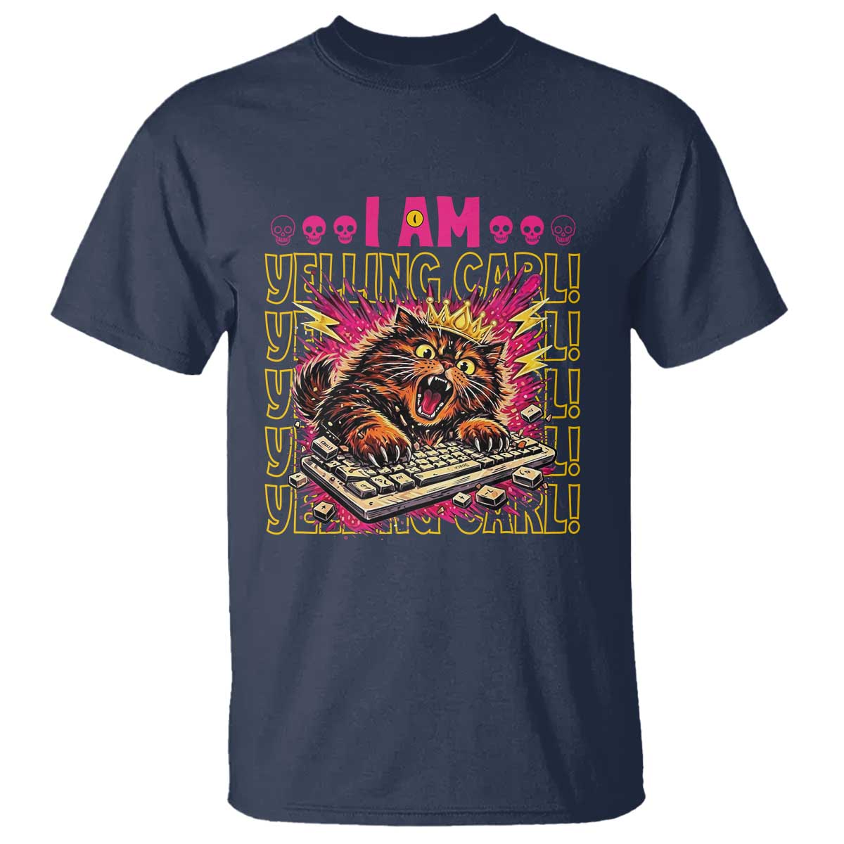 Funny I Am Yelling Carl Donut Cat Meme T Shirt TS14 Navy Print Your Wear