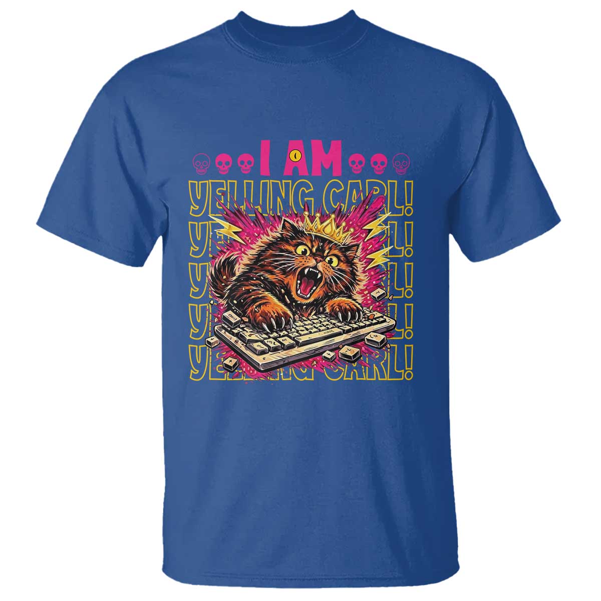 Funny I Am Yelling Carl Donut Cat Meme T Shirt TS14 Royal Blue Print Your Wear