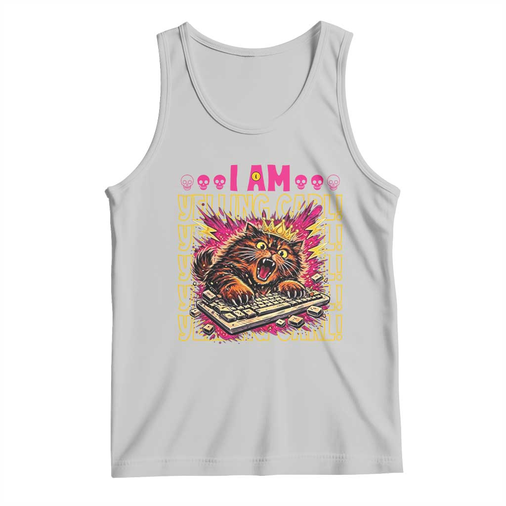 Funny I Am Yelling Carl Donut Cat Meme Tank Top TS14 Ash Print Your Wear