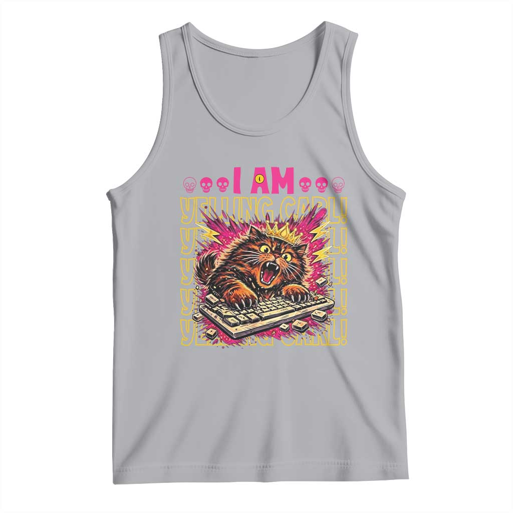 Funny I Am Yelling Carl Donut Cat Meme Tank Top TS14 Athletic Heather Print Your Wear
