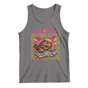 Funny I Am Yelling Carl Donut Cat Meme Tank Top TS14 Deep Heather Print Your Wear