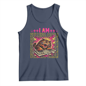 Funny I Am Yelling Carl Donut Cat Meme Tank Top TS14 Navy Print Your Wear