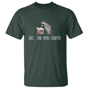 Just One More Chapter T Shirt Funny Raccoon Reading Book Lover Gift TS14 Dark Forest Green Print Your Wear